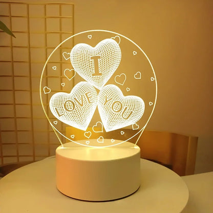 Romantic Heart 3D LED Night Light