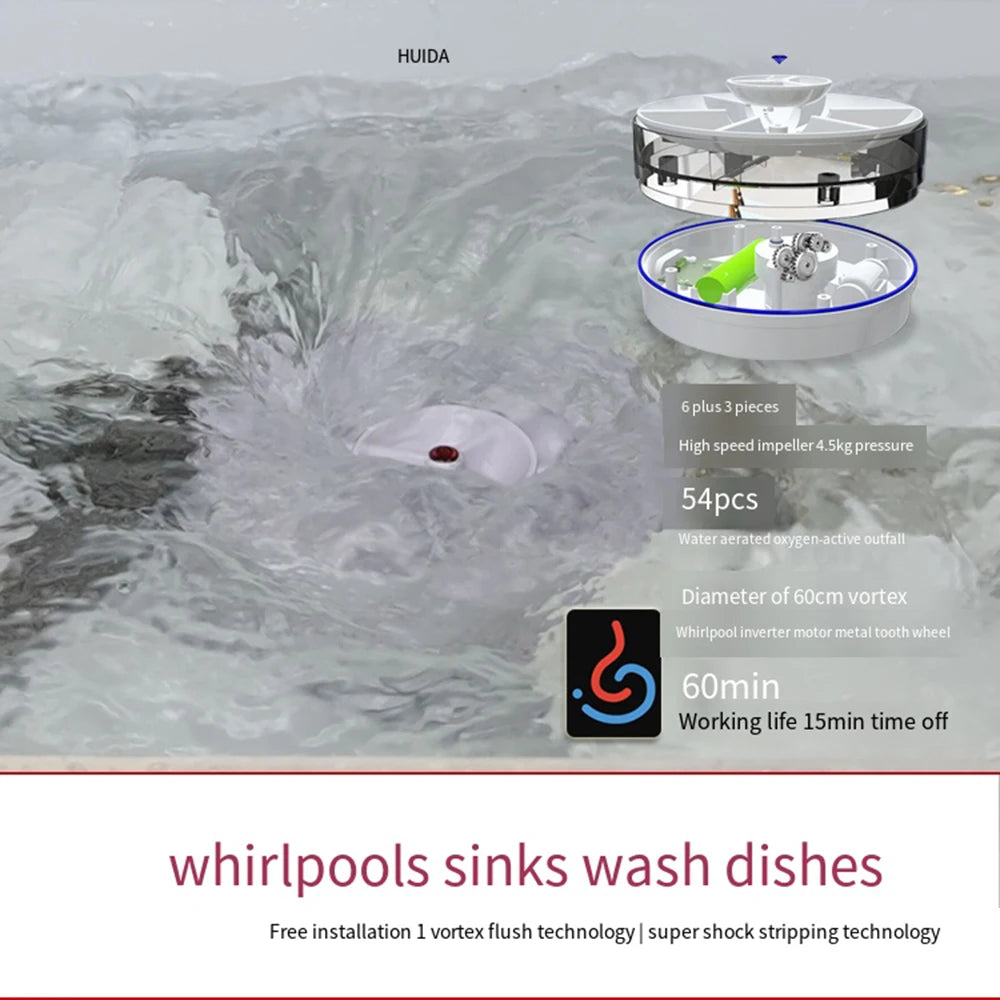 Mini lave-vaisselle de cuisine sans fil rechargeable par USB à ultrasons 