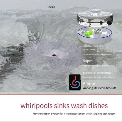 Mini lave-vaisselle de cuisine sans fil rechargeable par USB à ultrasons 