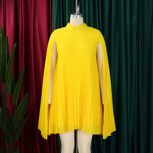 Robes amples à col rond et manches chauve-souris pour femmes, longueur genou