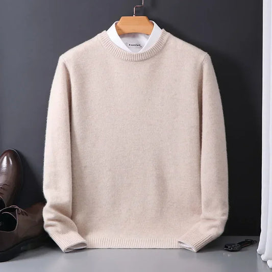 Men's Oversized O-Neck Knitted Cashmere Sweater