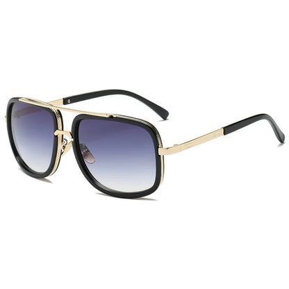 Lunettes de soleil carrées miroir de luxe pour hommes 