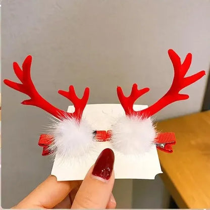 Barrettes à cheveux de Noël en bois de cerf et bois de cerf