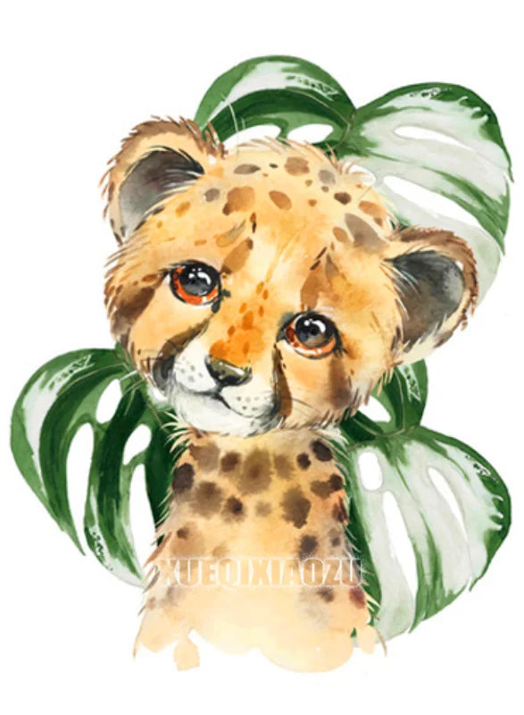 Peinture de dessin animé animal broderie diamant point de croix plante feuille