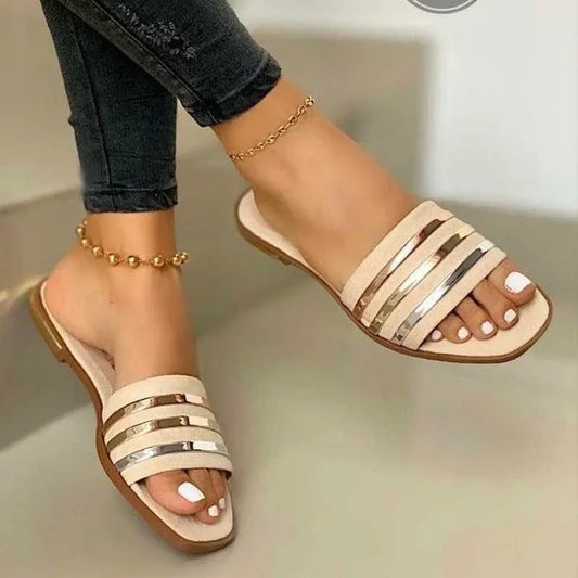 Women's Sequined Flat Sandals