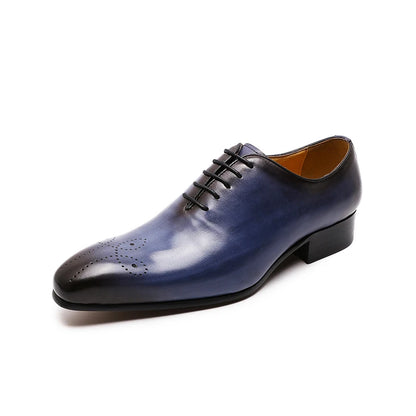 Men's Oxford Genuine Leather Pointed Toe Lace-up Shoes