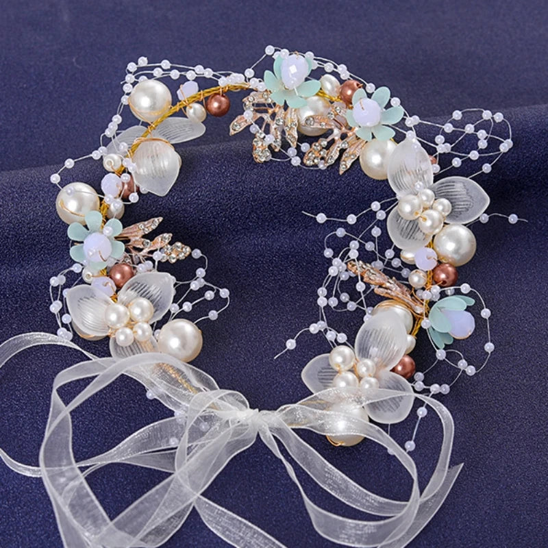 Women's Rhinestone Green Crystal Pearl Hairband