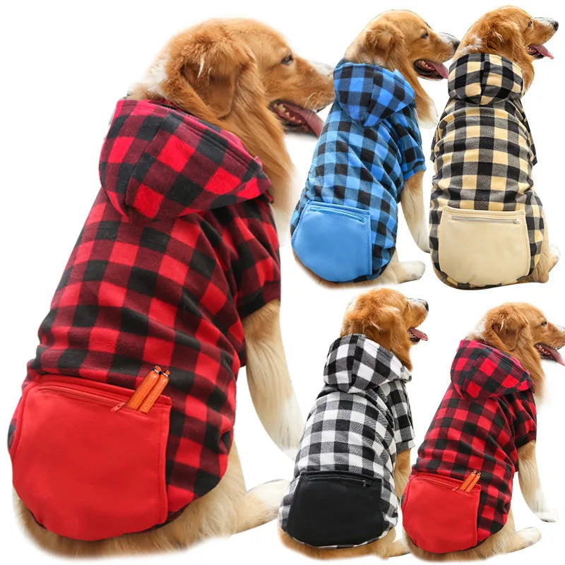 Dog's Winter Jacket Plaid Reversible