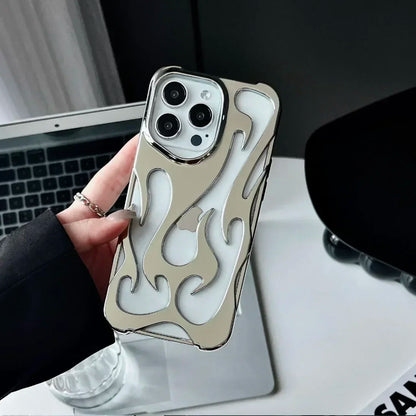 Matte 3D Hollow Flame Phone Case For iPhone