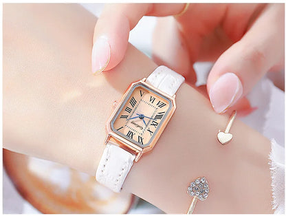 Women's Retro Digital Dial Square Leather Strap Watches
