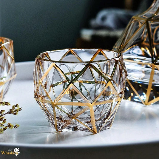 Ensemble de verres et gobelets à whisky en cristal Gold Line