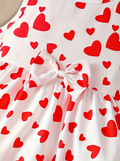 Toddler Girls' Love Heart Print Sleeveless Dress