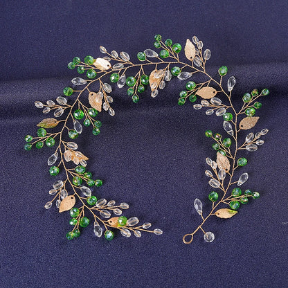 Women's Rhinestone Green Crystal Pearl Hairband