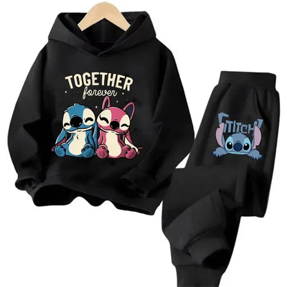 Kid's Stitch Anime Casual Hoodies Set