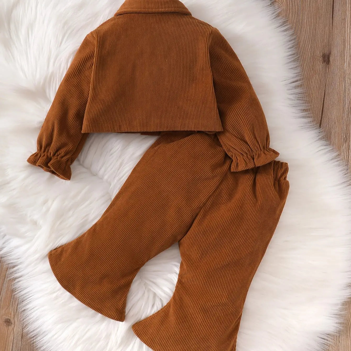 Cardigan marron à manches longues pour nouveau-né fille, veste à revers