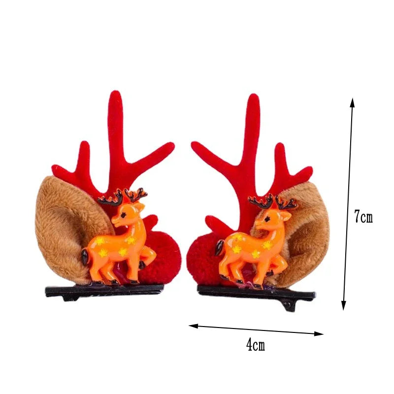 Barrettes à cheveux de Noël en bois de cerf et bois de cerf