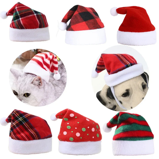 Pet Christmas Plush Elf Santa Hats