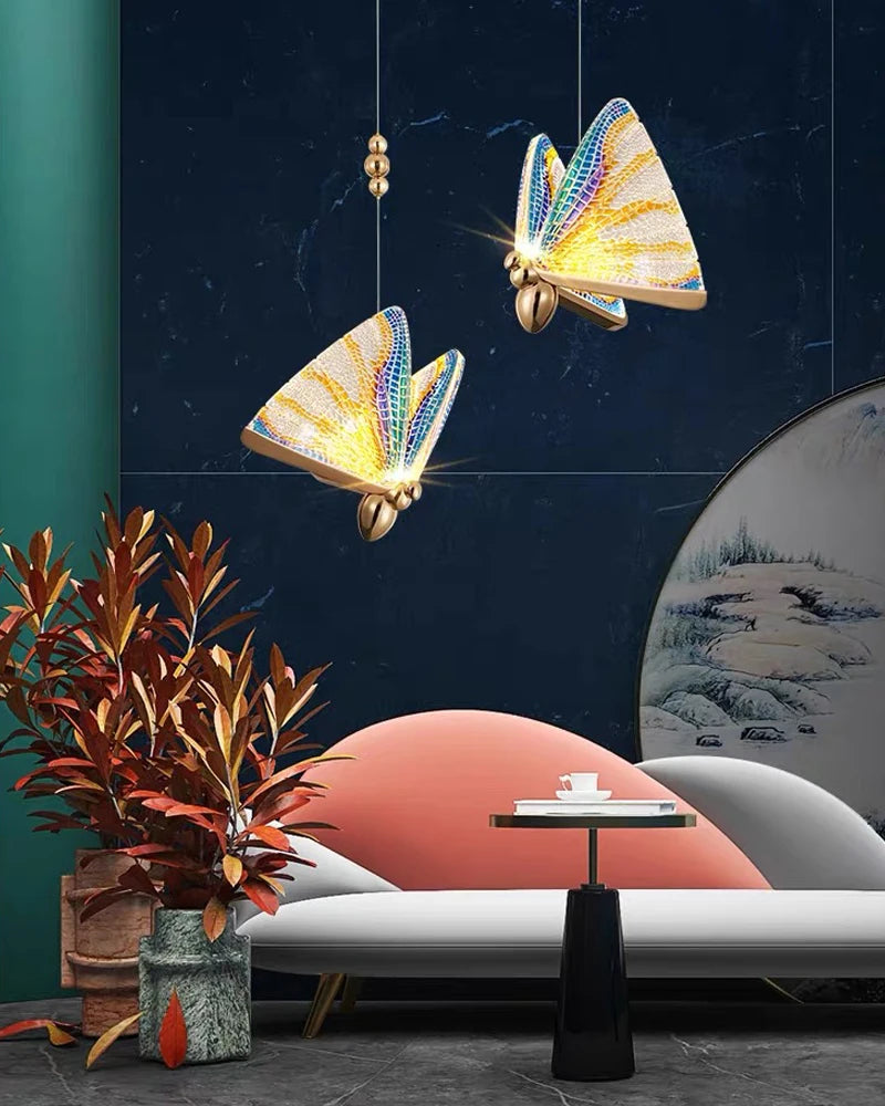 Lustre suspendu à LED papillon nordique
