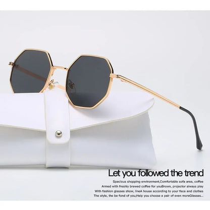Retro Polygonal Metal Sunglasses