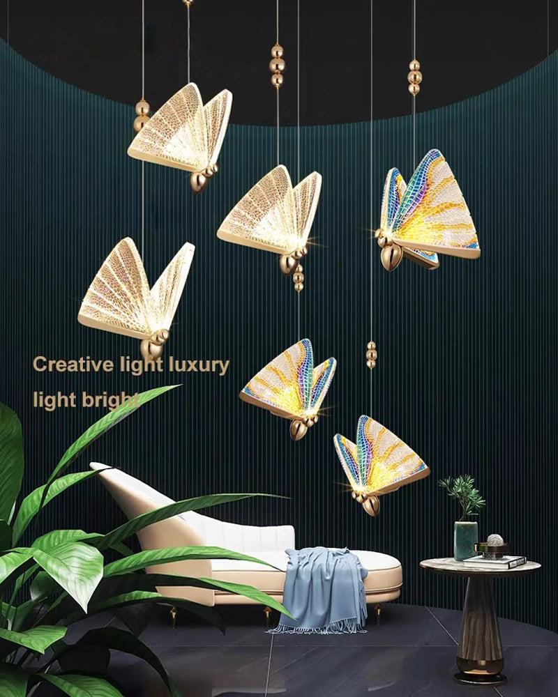 Lustre suspendu à LED papillon nordique