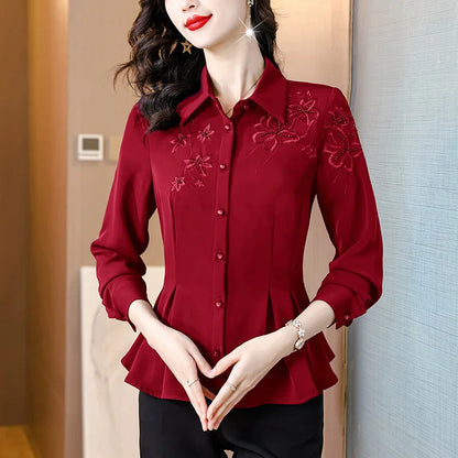 Embroidered Office Lady Blouse