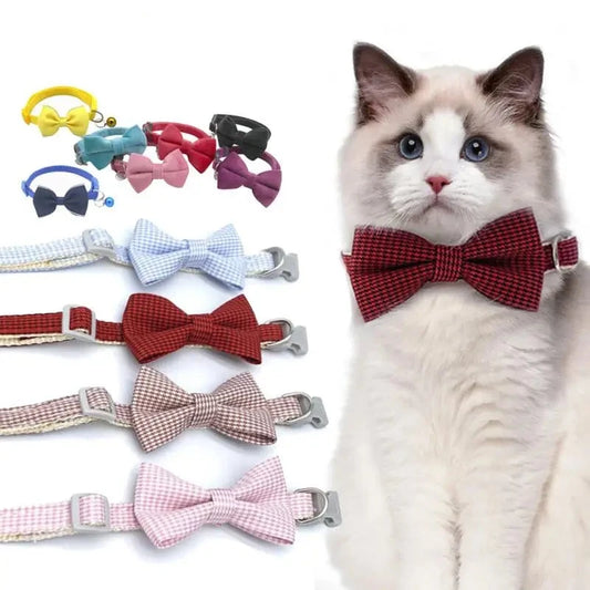 Multicolor Adjustable Pet Bow Bell Collars