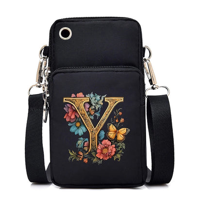 Kleine quadratische Umhängetasche aus Leder mit Buchstabenprint für Damen 