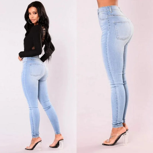 Woman's High Waist Stretch Denim Slim Jeans