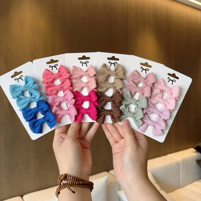 6/10pc Kids Solid Color Ribbon Bow Hair Clips