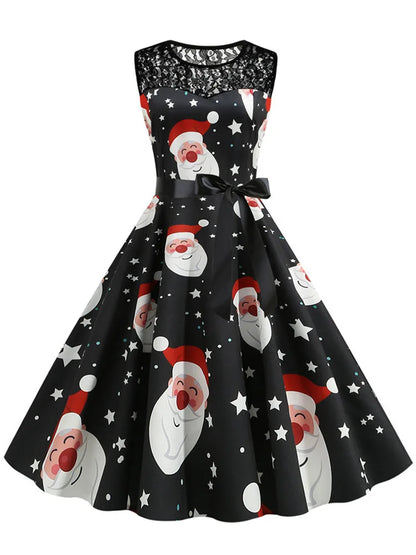 Lace Patchwork Retro Casual Dress