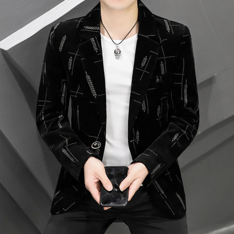 Blazer de bureau à bouton unique de longueur régulière pour hommes