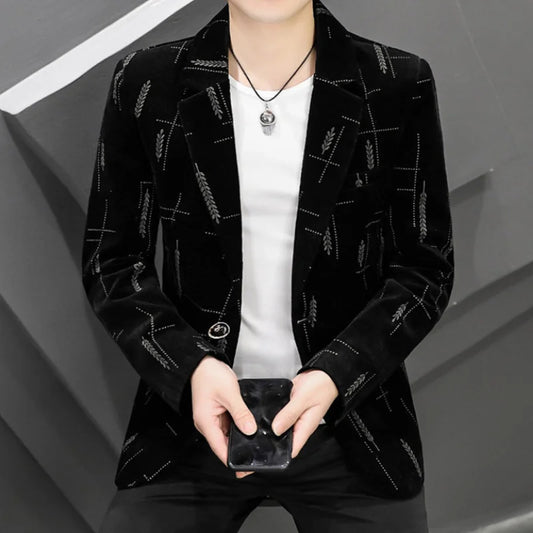 Blazer de bureau à bouton unique de longueur régulière pour hommes