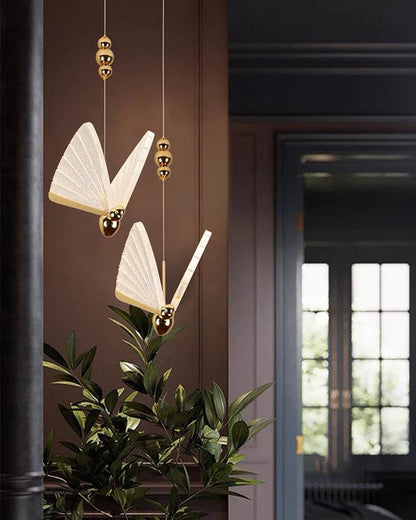 Lustre suspendu à LED papillon nordique