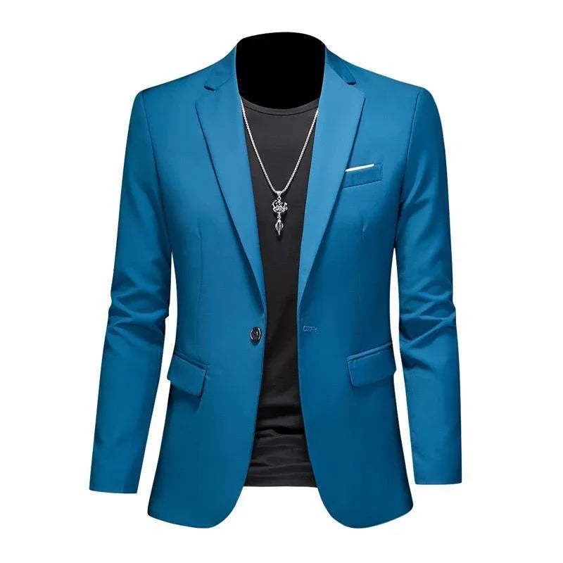 Blazer de bureau à bouton unique de longueur régulière pour hommes