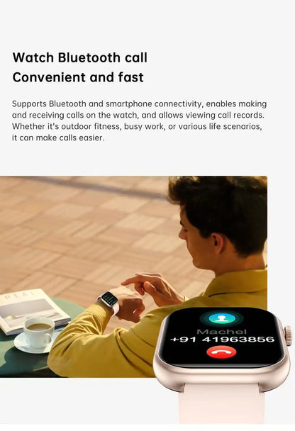 Men's Waterproof Touch Screen Bluetooth call Heart Watches