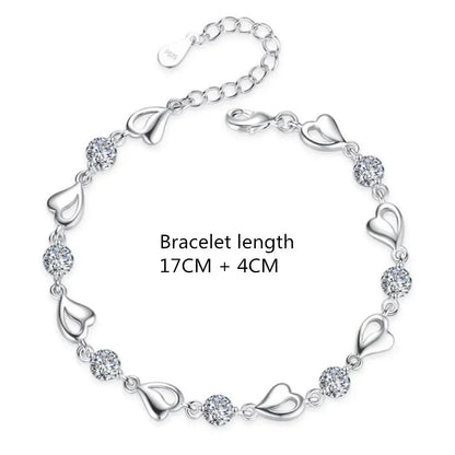 Bracelet rétro en argent sterling 925 en forme de cœur pour femme