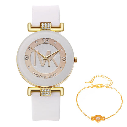 Women's Rhinestone Casual Round Strap Quartz Watches