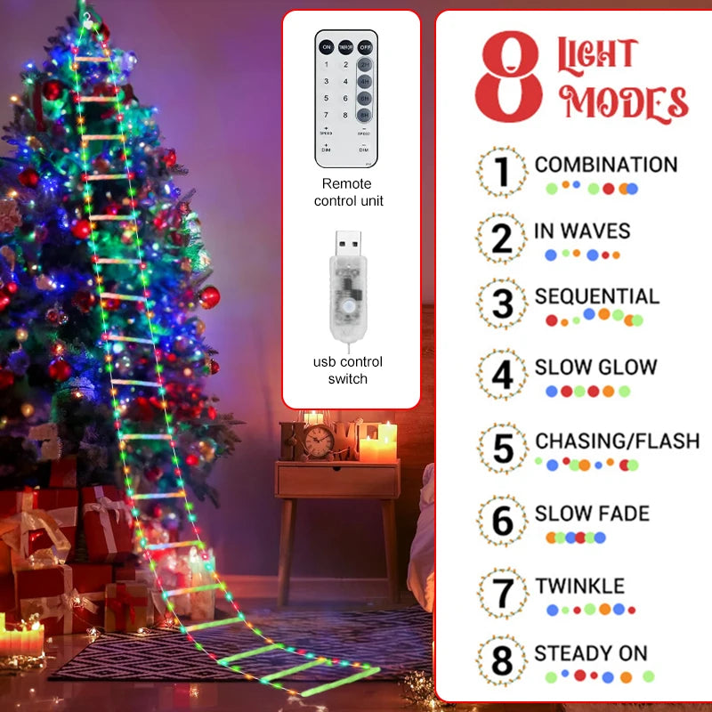 Santa Claus Ladder LED String Lights