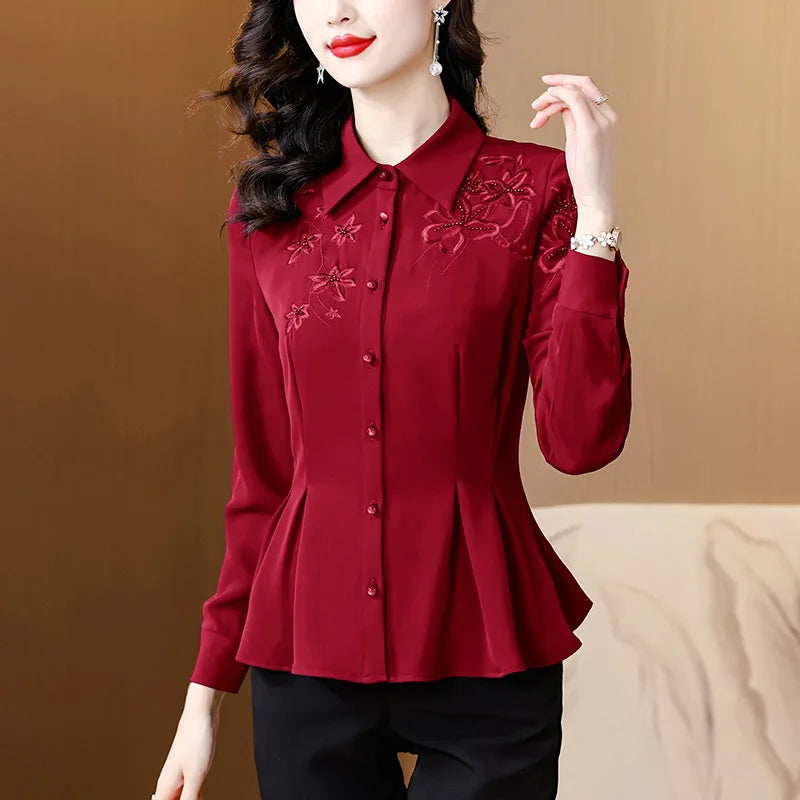 Embroidered Office Lady Blouse