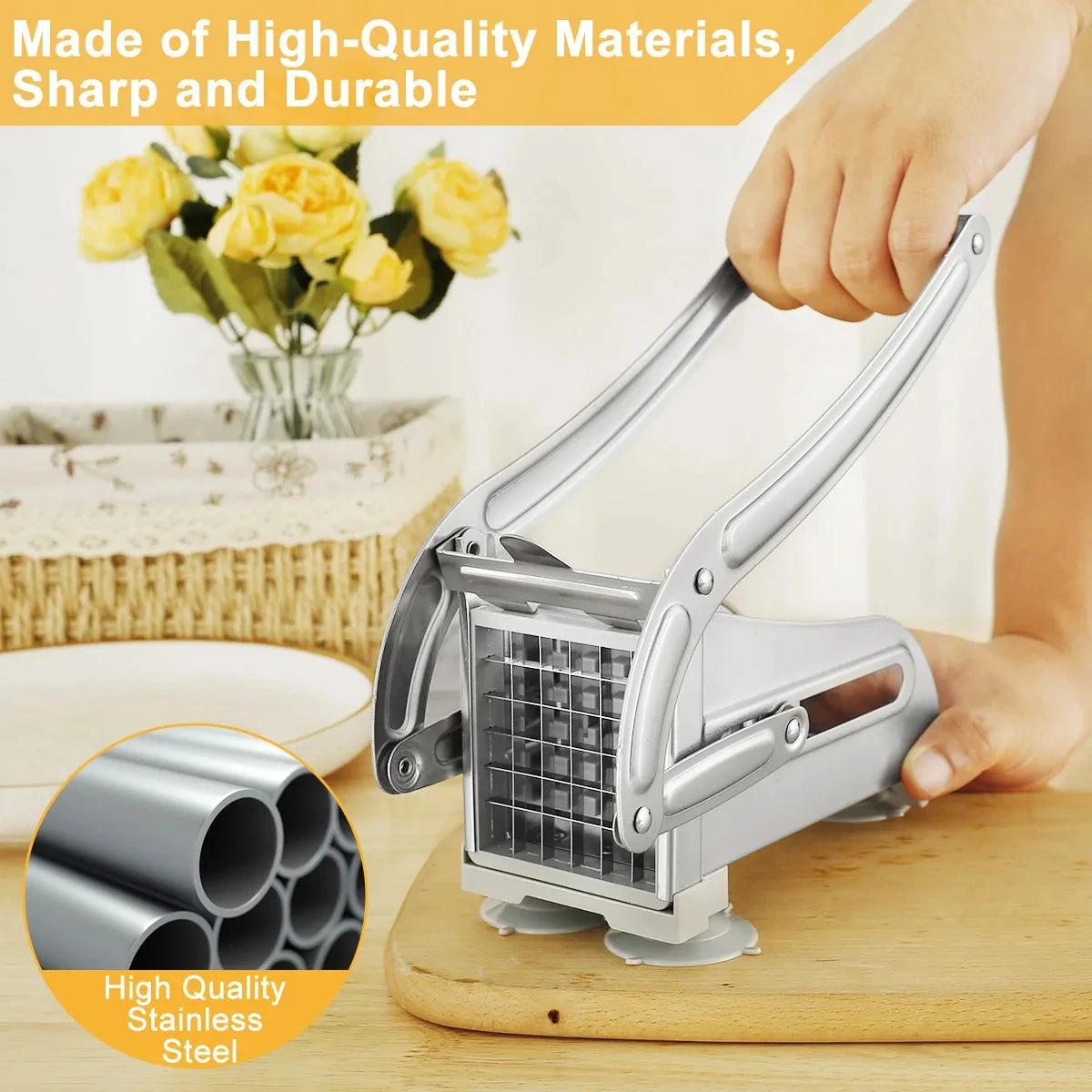 Stainless Steel Potato Slicer - Heavy Duty French Fries Cutter