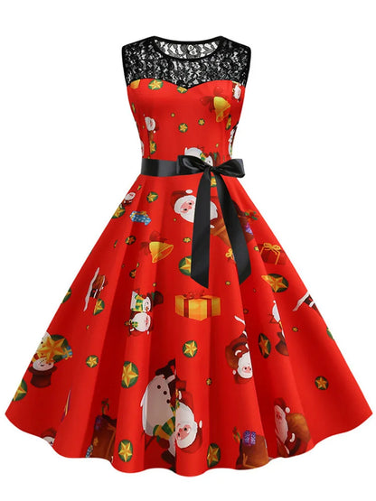 Lace Patchwork Retro Casual Dress