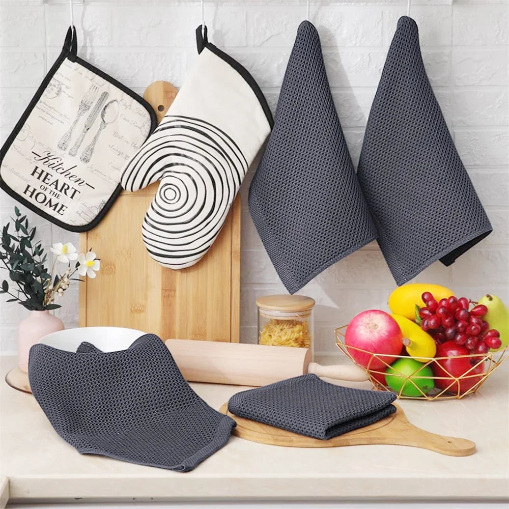 Waffle Weave Cotton Kitchen Towels