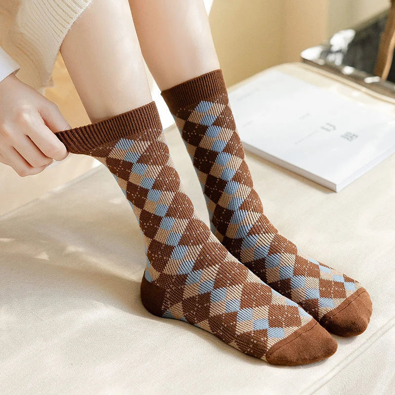 Coffee-Colored Retro Pile-Up Socks