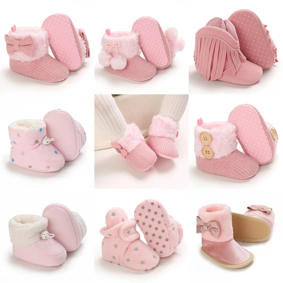 Chaussures chaudes pour bébé rose d'automne