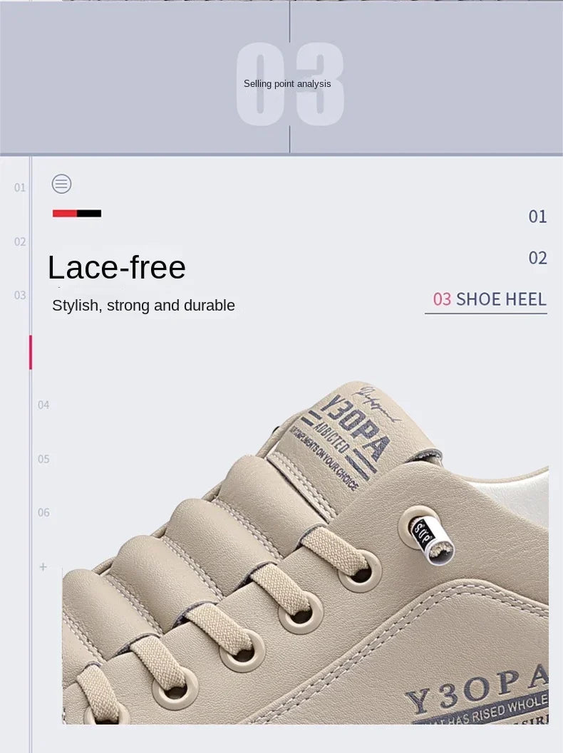 Men's Breathable Slip On Casual Leather Sneakers