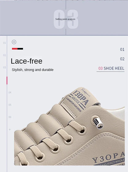 Men's Breathable Slip On Casual Leather Sneakers