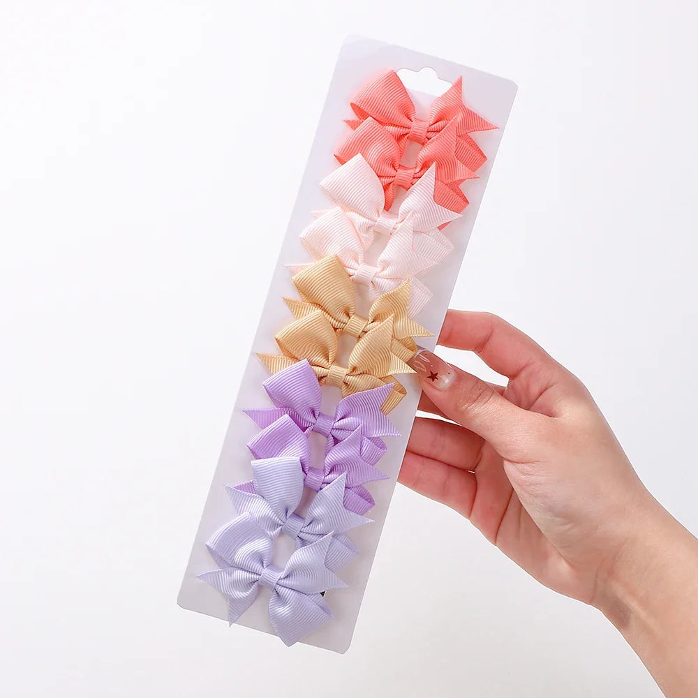 Ensemble de pinces à cheveux pour enfants avec ruban gros-grain coloré