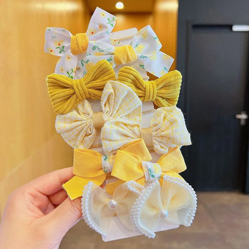 Colorful Flower Bowknot Hair Ties for Girls