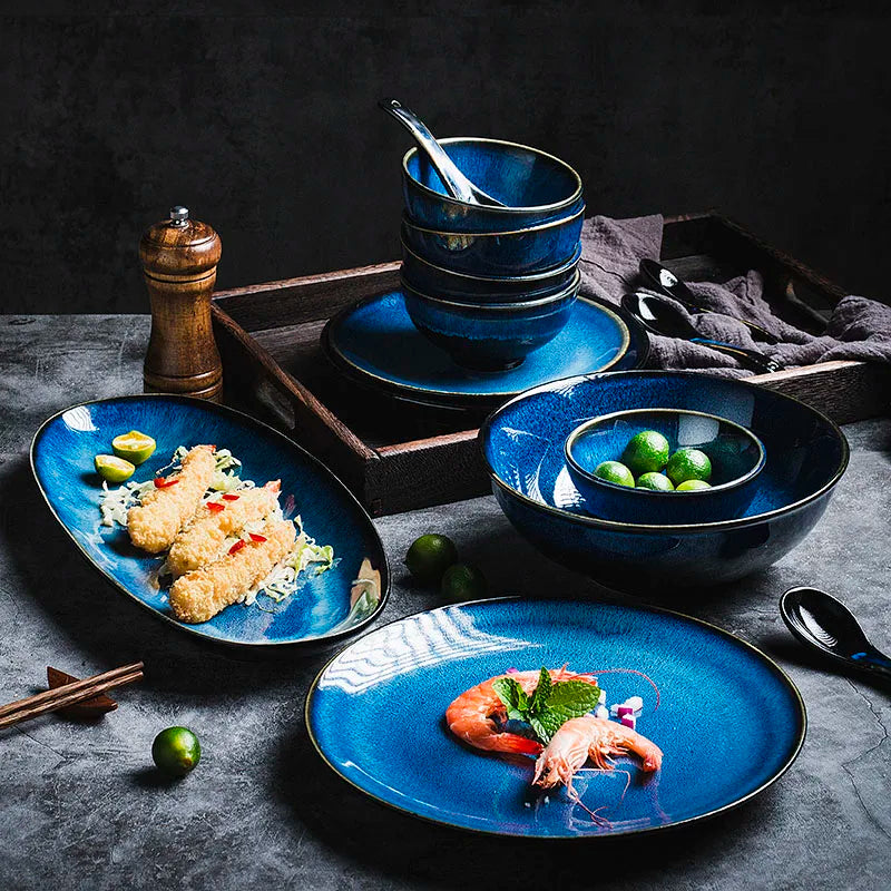 Blue Kiln Ceramic Dinner Plate Set