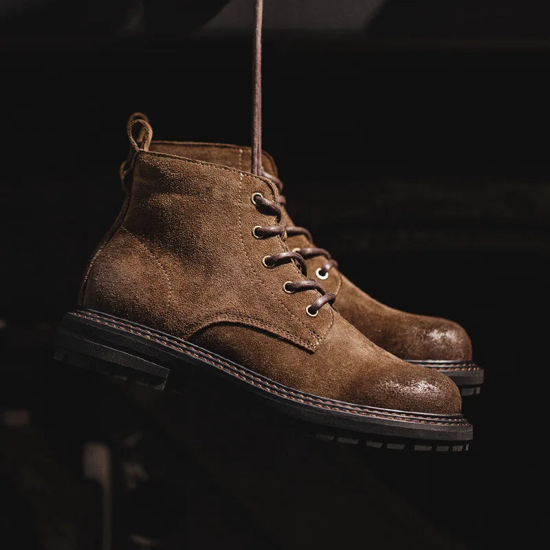 High Top Brown Leather Winter Boots